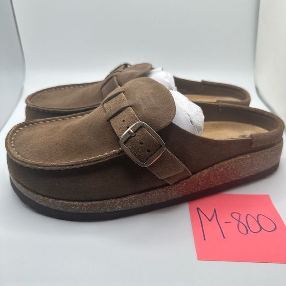 CUSHIONAIRE Women's Genuine Leather Cork Footbed Clog with +Comfort 9 WIDE BROWN - Picture 3 of 8